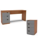 Ver imagem 1 de Conjunto Mesa de Escritório e Gaveteiro 4 Gavetas 203cm Porto Politorno Móveis
