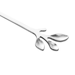 Conjunto de 4 Colheres de Chá Wolff Leaves Prata de Aço Inox - 4