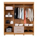 Ver imagem 3 de Guarda-roupa Casal Golfo 6 Portas 2 Gavetas com Espelho Cinamomo/off White - Pnr Móveis