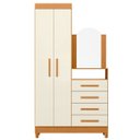 Ver imagem 1 de Guarda-roupa Solteiro 2 Portas com Cômoda 4 Gavetas Capri Cinamomo/off White