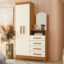 Ver imagem 3 de Guarda-roupa Solteiro 2 Portas com Cômoda 4 Gavetas Capri Cinamomo/off White