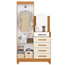 Ver imagem 4 de Guarda-roupa Solteiro 2 Portas com Cômoda 4 Gavetas Capri Cinamomo/off White