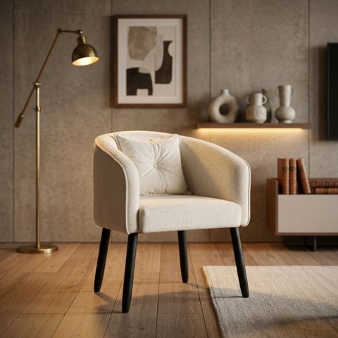 Poltrona Organica Clean Boucle Premiun Luxo Escritório Sala Quarto Almofada Reforçada Salao Encosto 
