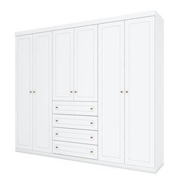 Berço Montessoriano e Guarda Roupa Infantil Americano 6 Portas Branco Hp - Henn - 4