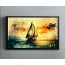 Ver imagem 4 de Quadro Decorativo Abstrato Canvas Filete Barco Navegando Caravela Mar Gg