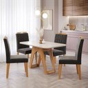 Ver imagem 2 de Mesa de jantar Carol retangular - tampo em MDF/Vidro de 2,9cm Nature/Off White - 100% MDF Cimol