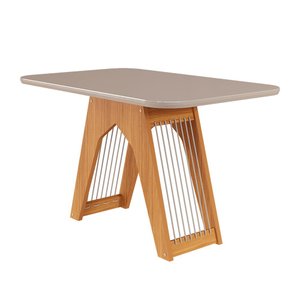 Mesa de jantar Carol retangular - tampo em MDF/Vidro de 2,9cm Nature/Off White - 100% MDF Cimol