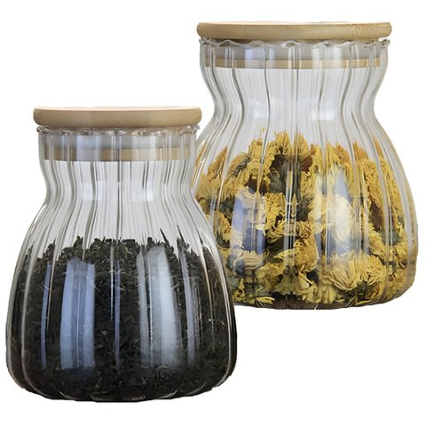 Kit 4 Potes Hermético Recipiente com Tampa Bambu 450ml e 1l