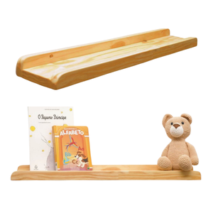Kit 2 Prateleira de Madeira Infantil Porta Livros Brinquedos e Decoração 60 X 12 Cm - Theo