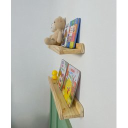 Kit 2 Prateleira de Madeira Infantil Porta Livros Brinquedos e Decoração 60 X 12 Cm - Theo - 5