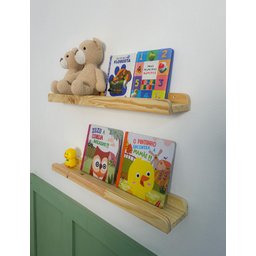 Kit 2 Prateleira de Madeira Infantil Porta Livros Brinquedos e Decoração 60 X 12 Cm - Theo - 6