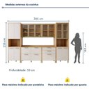 Ver imagem 3 de Cozinha Completa Modulada 6 Peças com Vidro Reflecta 14 Portas 6 Gavetas Nobre Bege/Cinamomo/Off White