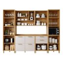 Ver imagem 4 de Cozinha Completa Modulada 6 Peças com Vidro Reflecta 14 Portas 6 Gavetas Nobre Bege/Cinamomo/Off White