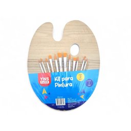 Kit 12 Pincéis Artisticos e Paleta Gode Pontas Fina Chata - 7