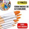 Kit 12 Pincéis Artisticos e Paleta Gode Pontas Fina Chata - 6