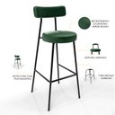 Ver imagem 4 de Kit 02 Banquetas Altas Sala De Jantar Estrutura Em Aço Milão F01 Couríssimo Verde Musgo - Lyam