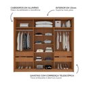 Ver imagem 5 de Guarda-roupa Casal Madrid 3 Portas 4 Gavetas Azul/freijó - Politorno