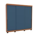 Ver imagem 2 de Guarda-roupa Casal Madrid 3 Portas 4 Gavetas Azul/freijó - Politorno