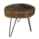 Ver imagem 1 de Mesinha de Canto Rústica com Queimador de Ferro para Inverno Libertas Rosas Artesanato Madeira