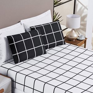 Jogo de Lençol Solteiro Square 2 Peças Preto