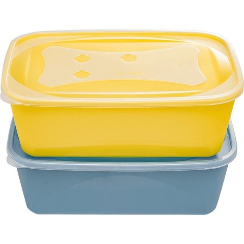 Kit 02 Peças Potes Jaguar - Conjunto Top Potes Jaguar Grande 3,6l - 02 Peças - Kit de Potes Retangul