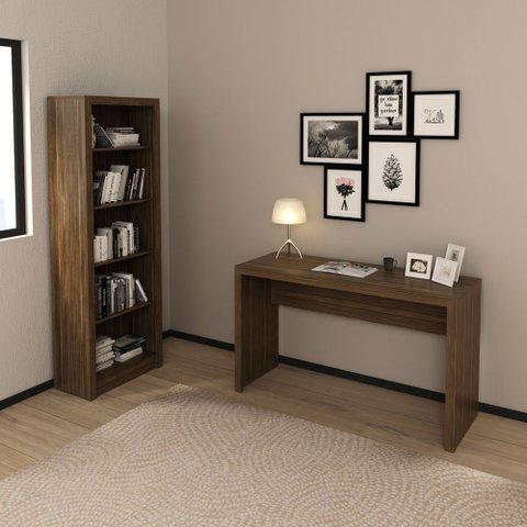 Conjunto de Escritório com Escrivaninha 02 pç CJ43018-075 Tecno Móbili - Tecno Móbili Nogal
