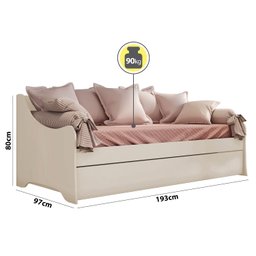 Cama de Babá com Cama Auxiliar Gavetão Amore Off White Móveis Estrela - 6