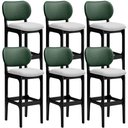 Ver imagem 1 de Kit 6 Banquetas Alta Bar Cozinha Sala Jantar Betta L02 Preto Facto Verde Linho Cinza - Lyam Decor