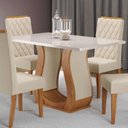 Ver imagem 2 de Mesa de Jantar 4 Lugares Retangular Tampo de Vidro e MDP Inovare Bege/Mel/Off White