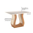 Ver imagem 5 de Mesa de Jantar 4 Lugares Retangular Tampo de Vidro e MDP Inovare Bege/Mel/Off White