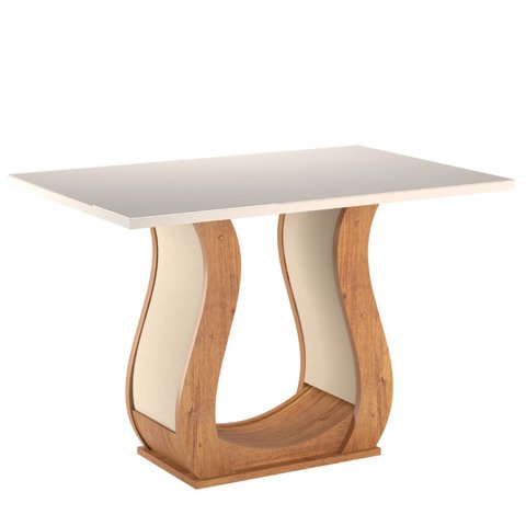 Mesa de Jantar 4 Lugares Retangular Tampo de Vidro e Mdp Inovare