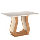 Ver imagem 1 de Mesa de Jantar 4 Lugares Retangular Tampo de Vidro e MDP Inovare Bege/Mel/Off White
