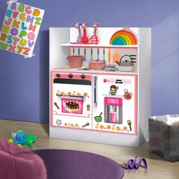 Fogão De Brinquedo Estante MDF Rosa Bebê Bunny Shop JM - 1