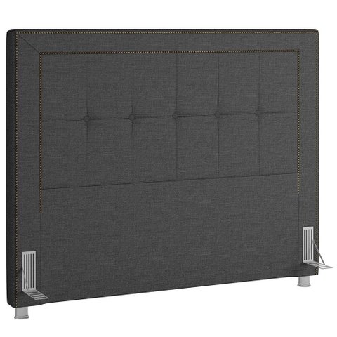 Cabeceira Cama Box Queen 160 Cm P05 Atenas Linho Cinza Escuro- Lyam Decor