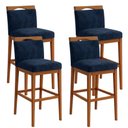 Ver imagem 2 de Kit 4 Banquetas Alta Cozinha Gourmet Conforto Suede:suede Azul