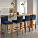 Ver imagem 1 de Kit 4 Banquetas Alta Cozinha Gourmet Conforto Suede:suede Azul