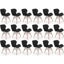 Ver imagem 1 de Kit 18 Cadeiras de Jantar Charles Eames Slim Wood Estofada - Preto