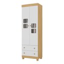 Ver imagem 1 de Guarda-roupa Infantil 62cm 2 Portas com Vidro e 2 Gavetas Sol Multimóveis Mp4418 Madeirado/branco