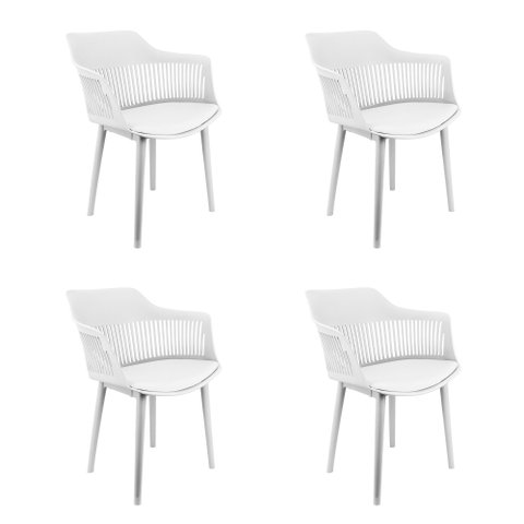 Kit 4 Cadeiras Estofada Jantar Cozinha Marcela - Branco Branco