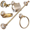 Ver imagem 1 de Kit Banheiro 5 Peças Bronze Porcelana Acessórios Retrô Luxo