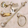 Kit Banheiro 5 Peças Bronze Porcelana Acessórios Retrô Luxo - 7
