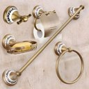 Ver imagem 7 de Kit Banheiro 5 Peças Bronze Porcelana Acessórios Retrô Luxo