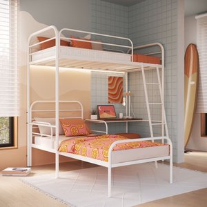 Beliche em Ferro Solteiro + Mesa de Estudos - Bonnie:branco