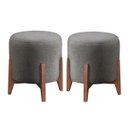 Ver imagem 1 de Kit 2 Puff Decorativo para Sala Redondo Luxo Dubai Linho:cinza