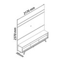 Ver imagem 3 de Rack Painel para TV até 84 Polegadas com 100% MDF 217cmx237cm Pés em Madeira Maciça Led 3 Gavetas Luminare Requinte Bege Off White/Naturale