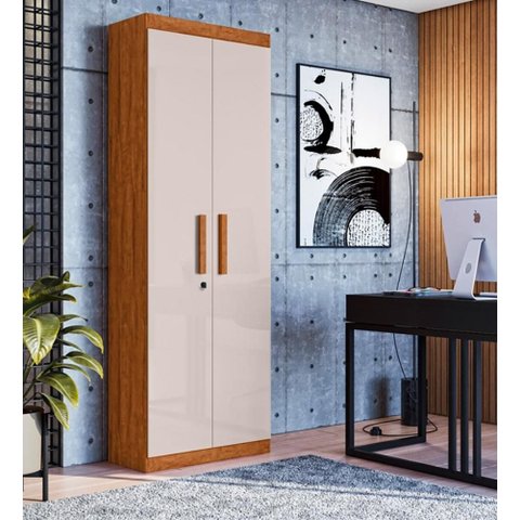 Organizador 02 Portas com Prateleiras Delta Amêndoa/off White - Lukaliam