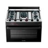 Fogão Esmaltec 5 Bocas Ideal Master Mesa Inox Tampa de Vidro Forno 84 Litros Preto T5itp Bivolt - 5