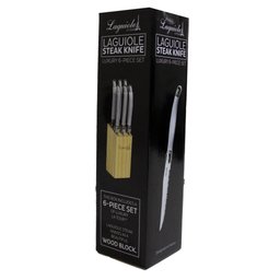 Conjunto de 6 Facas Laguiole La Tour Luxo com Cepo de Madeira - Cinza - 4