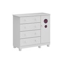 Ver imagem 1 de Cômoda Infantil Bolinha c/ 1 Porta Cristal e 4 Gavetas Branco - Peroba