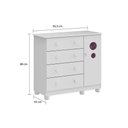 Ver imagem 3 de Cômoda Infantil Bolinha c/ 1 Porta Cristal e 4 Gavetas Branco - Peroba